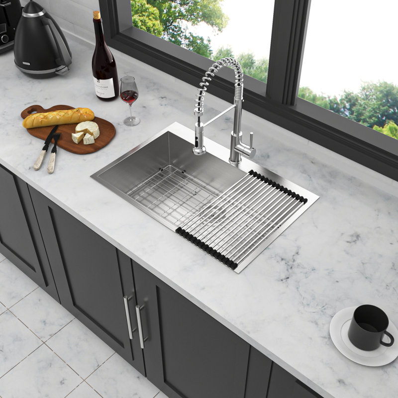 Premium Drop-In Single Bowl Kitchen Sink - Durable Stainless Steel