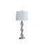 Lampe de table moderne Clyvera avec verre texturé ambré et accents dorés brossés-125702996-125964853-125964856