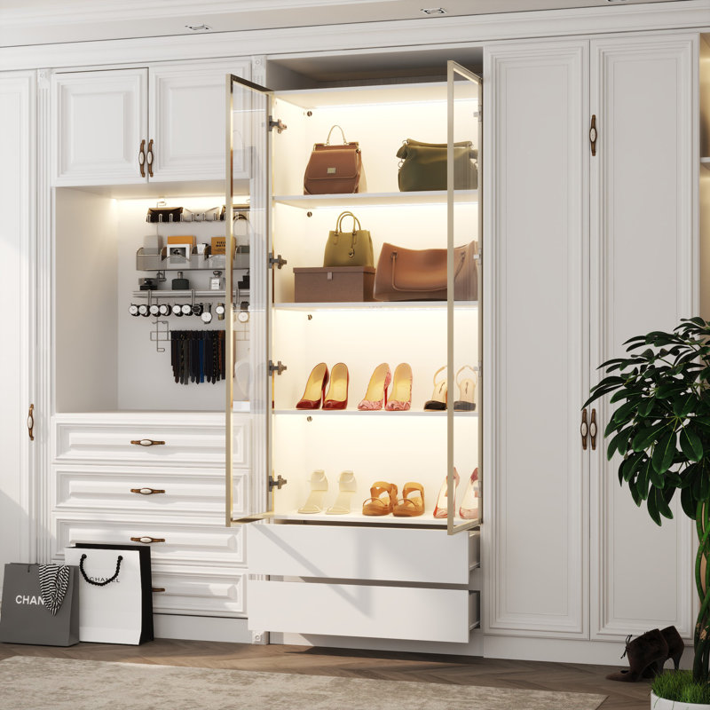 2- Door Closet System With 4 Shelves, White