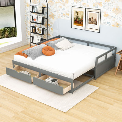 Elchin Twin Size Wood Daybed with Trundle and Drawers