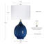 24 po Lampe de table en céramique bleue à 3 voies avec abat-jour tambour