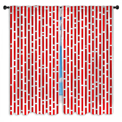 Red Vertical Lines Window Curtains Abstract Sheer & Room Darkening - 2 Panels