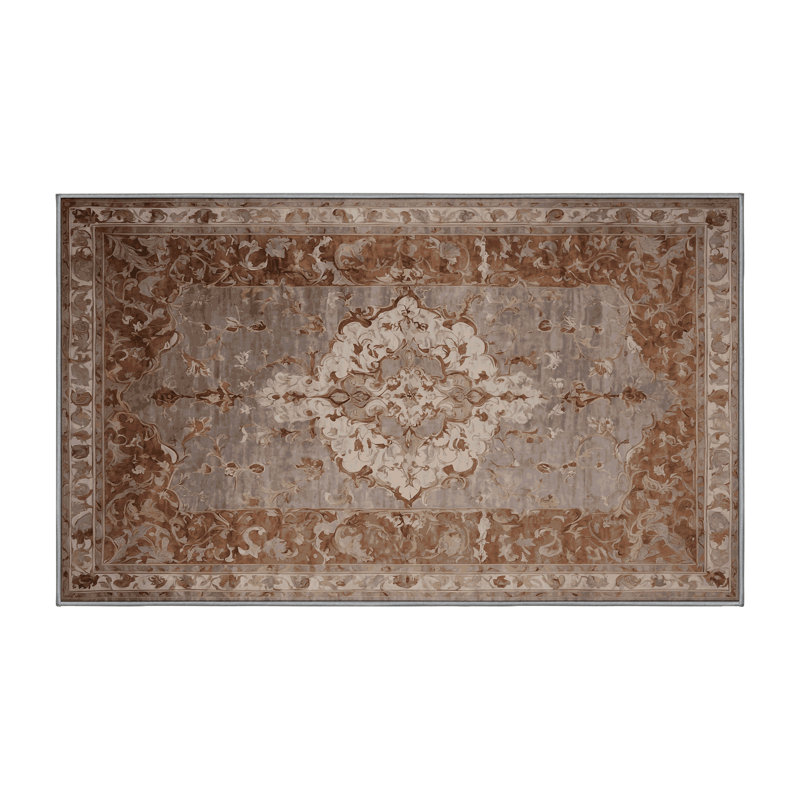 Tapis gris soyeux et moelleux, Rectangulaire 3 pi x 5 pi