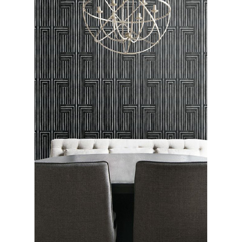 Organic Chiselled 10' L x 24" W Wallpaper Roll, Non-pasted, Faux Grasscloth, Black