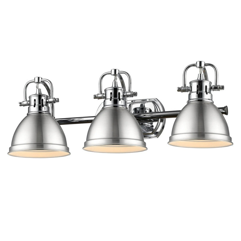 Drakeford Vanity Light, Chrome, Pewter, 3 Lights
