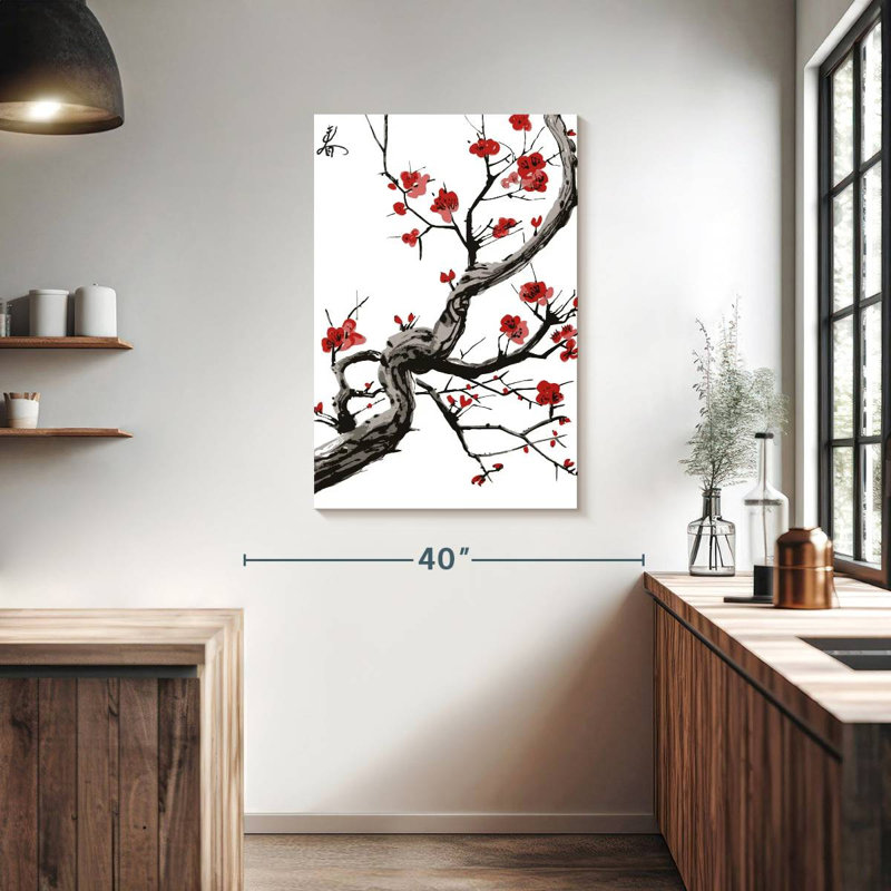 Harnek Red Cherry Blossoms, 39" H x 26" W