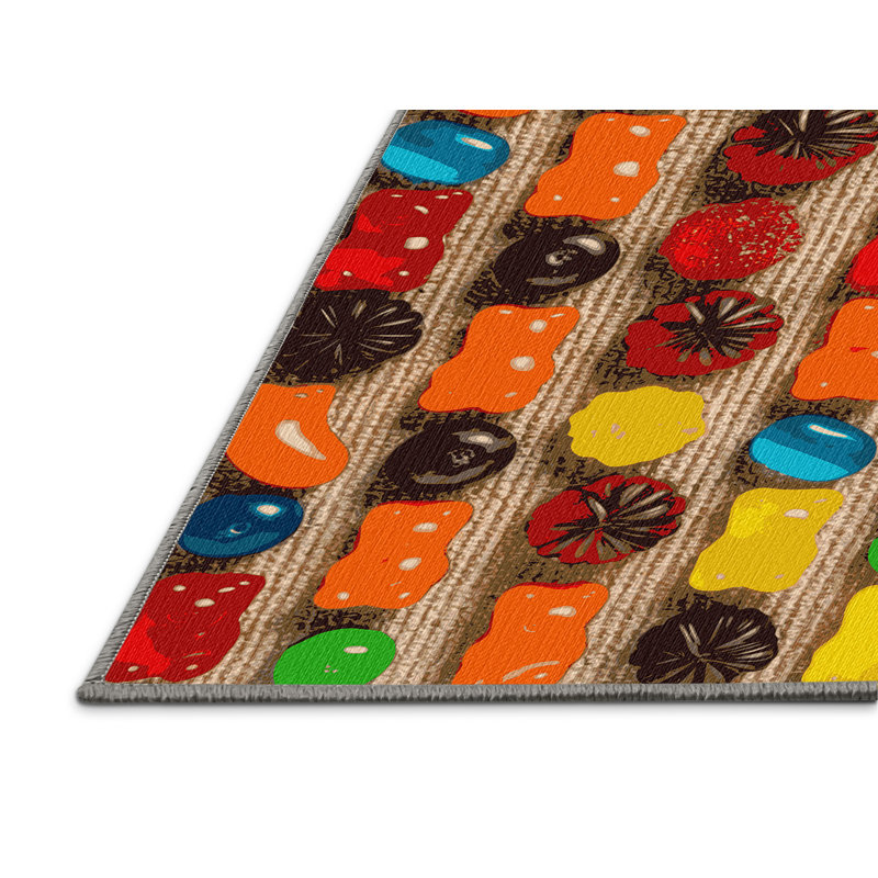  Tapis lavable à motif de gelée de fruits, Carré 3 pi