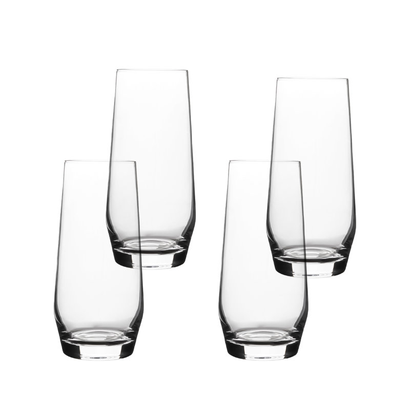 Clear Tall Stemless Mouth-Blown Glassware Set of 4