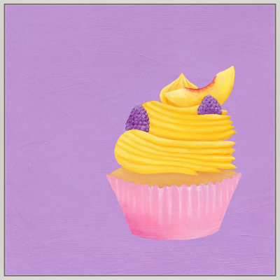 Peach & Blackberry Cupcake by Katy Montica - Framed Wall Art