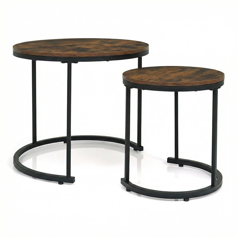 Table basse Briajah, Brun rustique, Noir, noir, noir, noir, Couleur du bois