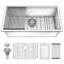Évier de cuisine en quartz - Évier de cuisine encastrable en granit noir 33 po x 19 po x 9,65 po