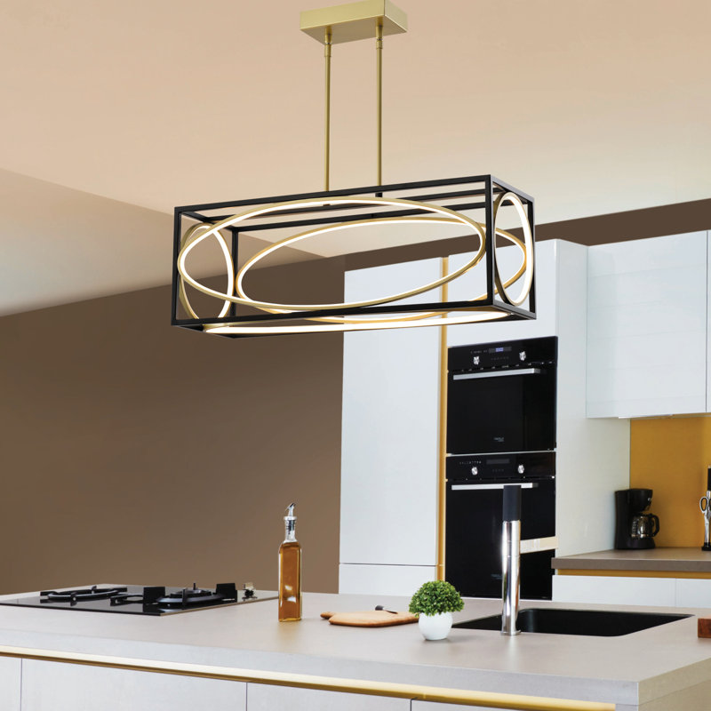 Richas 5 - Light 28.54"W Dimmable LED Square / Rectangle Chandelier