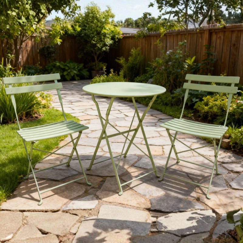 Clifton 2 Person Patio Bistro Table and Chair Set, Sage Green