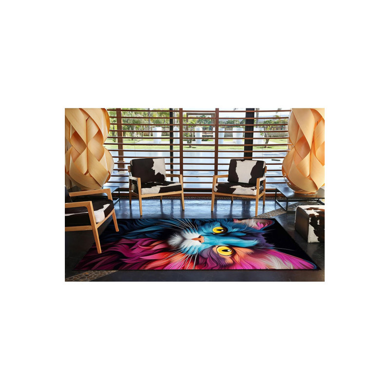 Tapis décoratif multicolore lavable à la machine, Sous-tapis carré 3 pi 3 po inclus