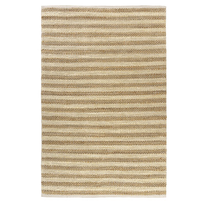 Coastal Striped Tan/Cream Jute/Cotton Hand-Woven Indoor Area Rug