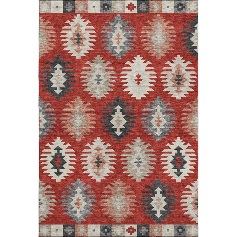 Premium Machine Washable Prisco Red Rug