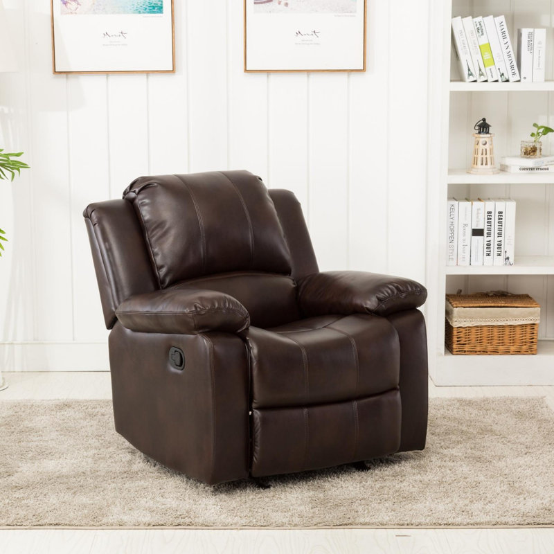 Fauteuil inclinable et oscillant en cuir Charlott, Brun foncé