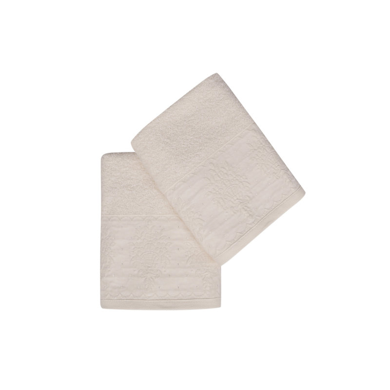 Ensemble de serviettes 2 pièces 100% coton Leyhill, Crème