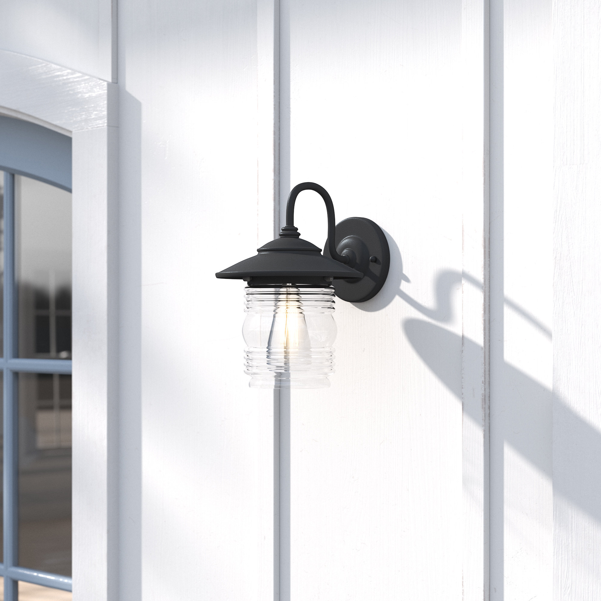 Single Light Cylinder Outdoor Wall Light, Black