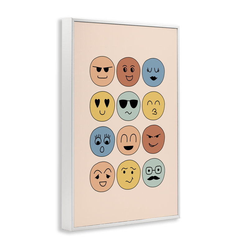 «Divers Expression Smileys», estampe numérique encadrée par JJ Design House, LLC., H 18 po x l 12 po