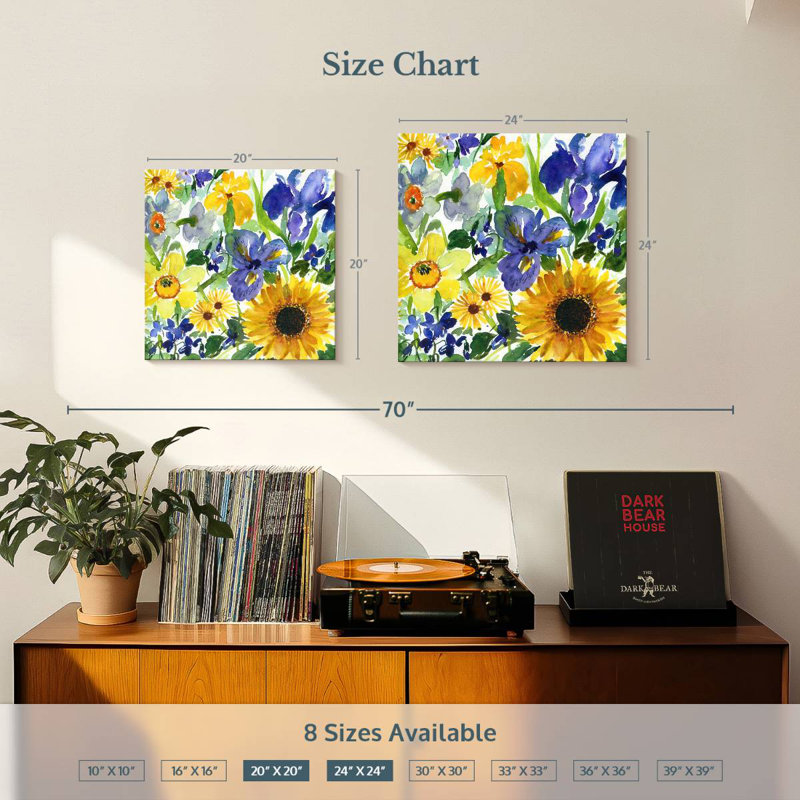 Harnek Daffodil Iris And Sunflower, 24" H x 24" W