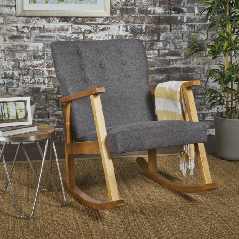 Chaise berçante rembourrée en tissu, Gris