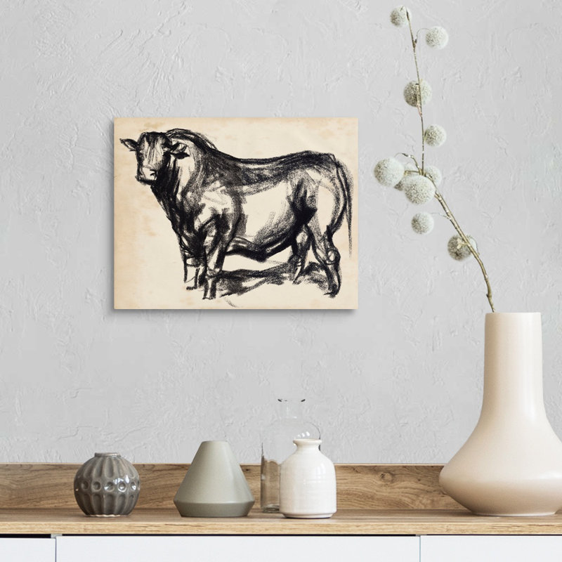 Black Angus II - reproduction d'art sur toile, H 11 po x l 14 po x P 1,25 po, Toile tendue
