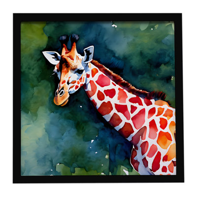 Girafe, reproduction d'art encadrée