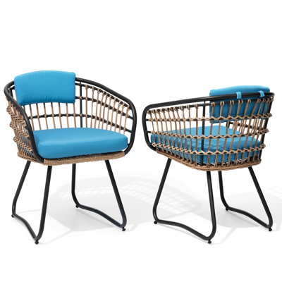  Chaise de salle à manger d'extérieur en osier / rotin avec coussin amovible