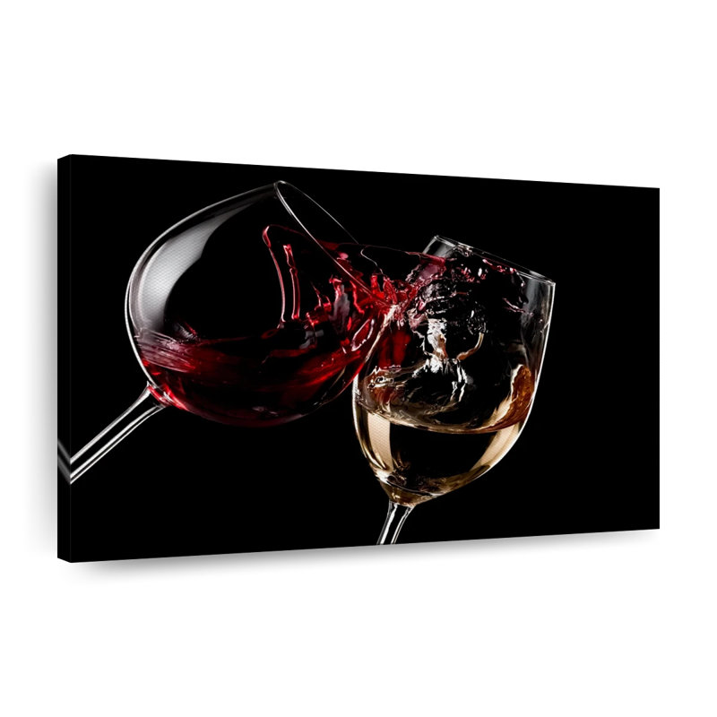 «Red and White Wine Glasses», reproduction sur toile, H 16 po x l 24 po x P 1,25 po