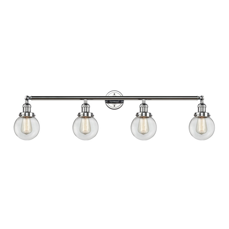 Clementina 4 - Light Dimmable Vanity Light, 60 Watt Vintage Incandescent Bulb, Clear, Polished Chrome