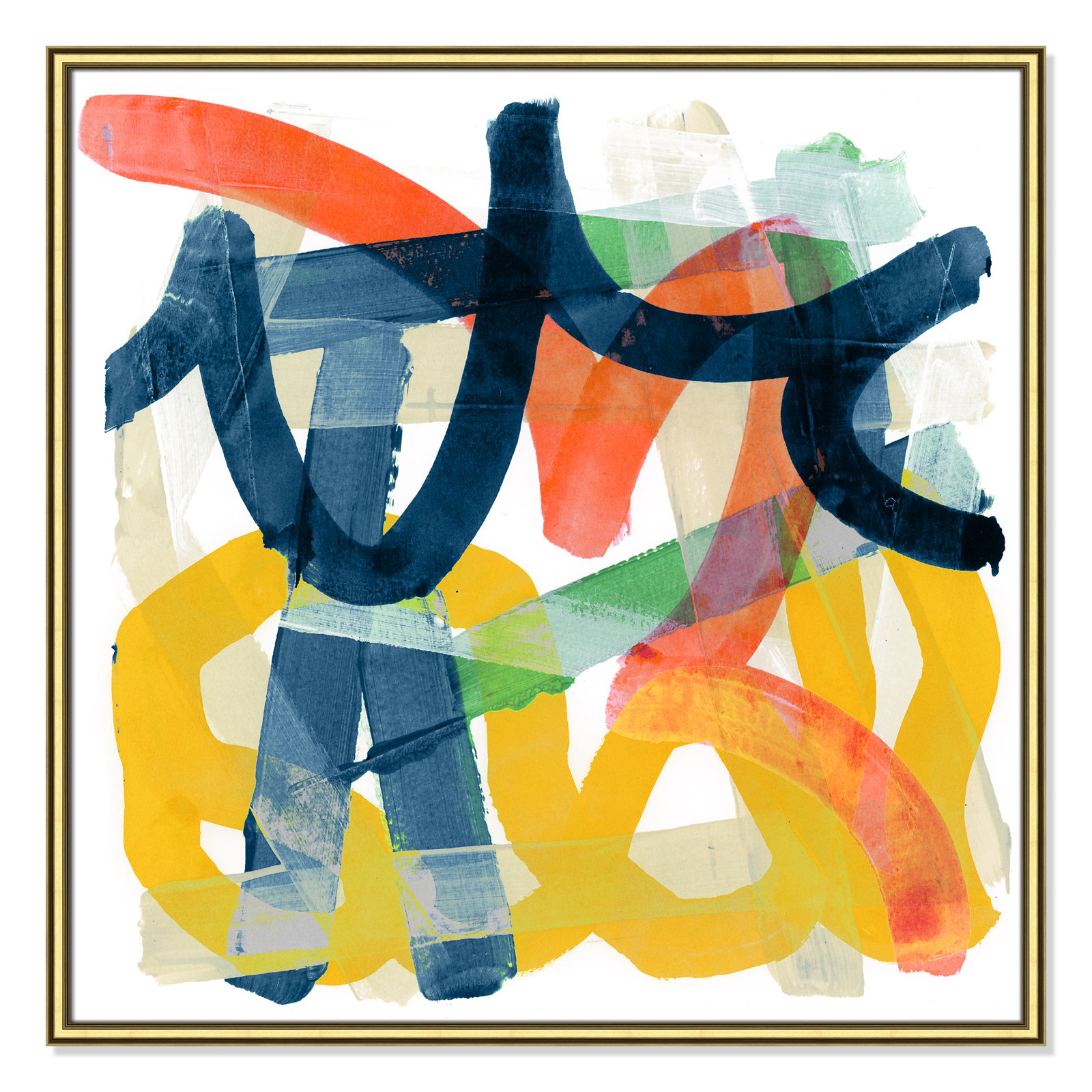 Shuffling by Cartissi - Picture Frame Painting, Gold Framed, 33.25" H x 33.25" W x 0.88" D
