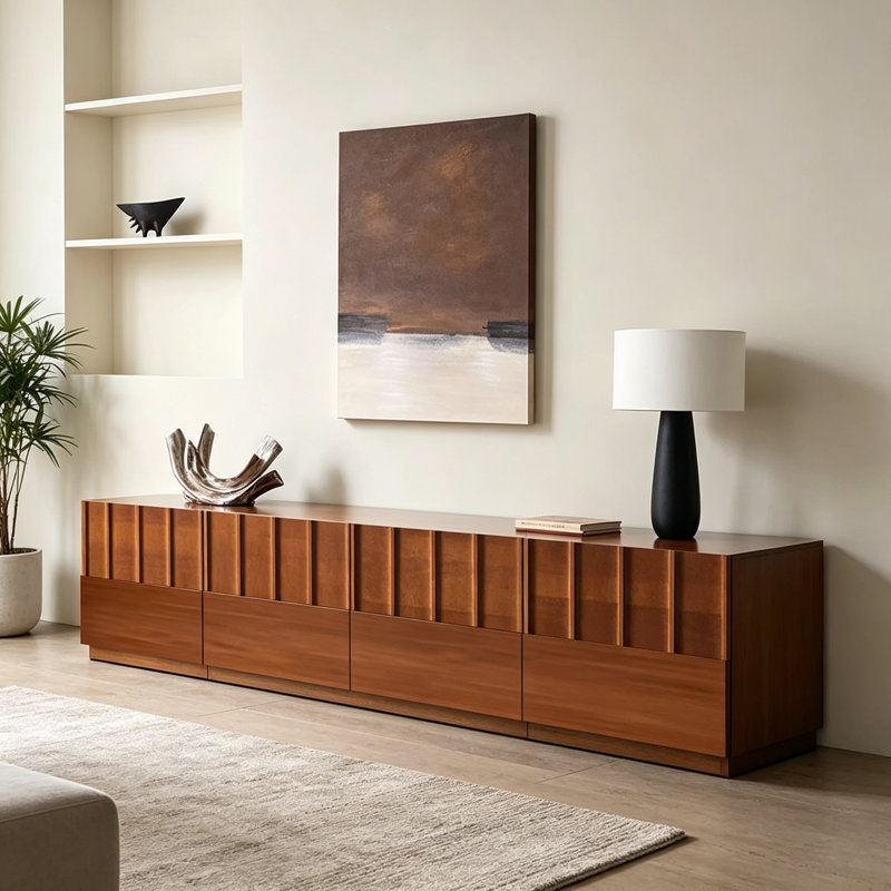 Meuble télé design rétro français, Brun