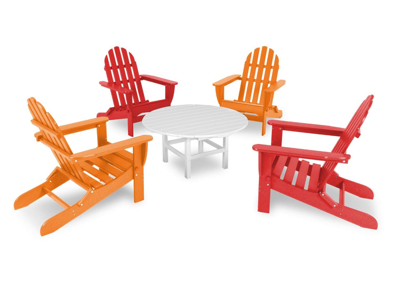 POLYWOOD® Classic Adirondack 4-Person Patio Seating Group, Sunset Red/Orange