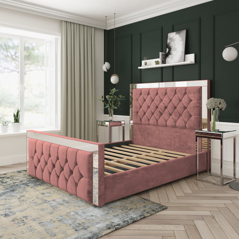 Upholstered Divan Bed, Small Double (4'), Pink