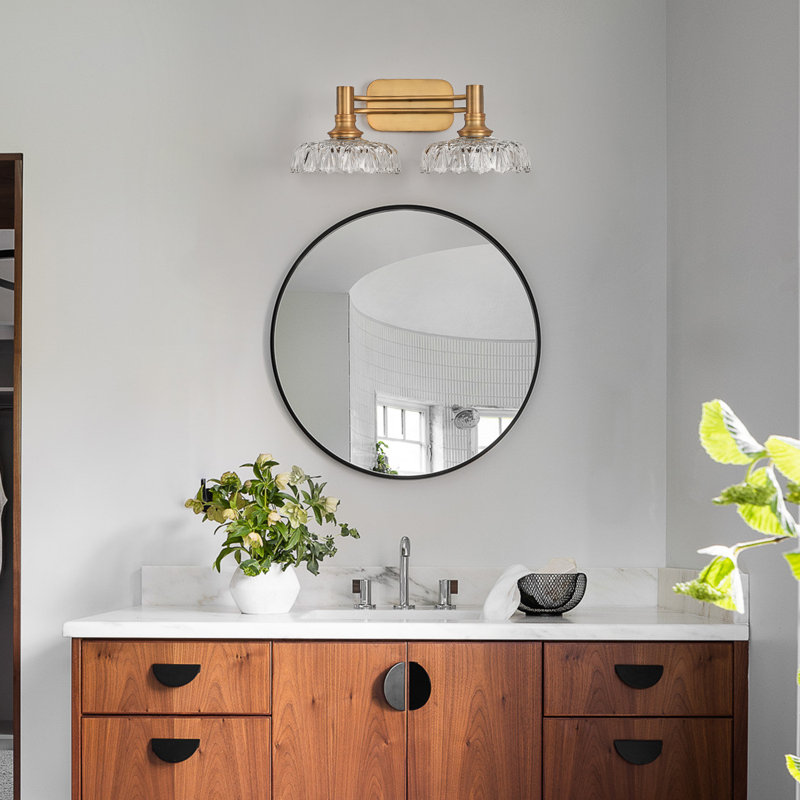 21.06-inch Bathroom Light Fixture, Copper-Finish Vanity Light, UL Certified, Clear