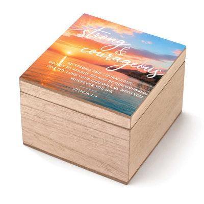 Keepsake Box Strong & Courageous MDF 4x4