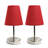 Amandev Simple Designs Sand Nickel Mini Basic Table Lamp with Tapered Fabric Shade-727904194