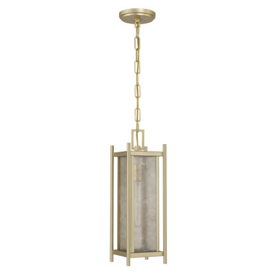 Torven 1-Light Outdoor Hanging Lantern in Serene Brass