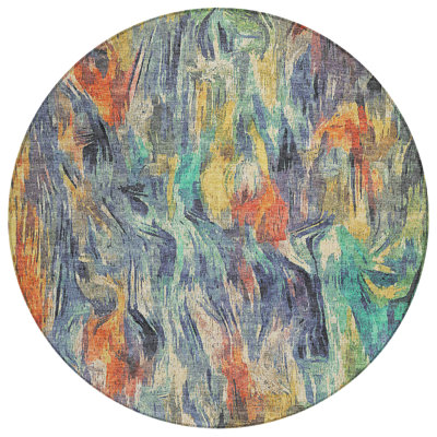 Machine Washable Indoor/Outdoor Huseby ACN2269 Abstract Rug