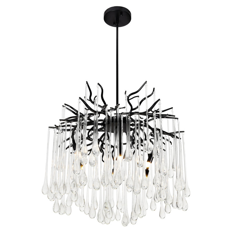 Lustre noir moderne de 26 po pour la salle à manger, le vestibule, la cuisine, le vestibule, la salle à manger, 6 lumières avec base G9