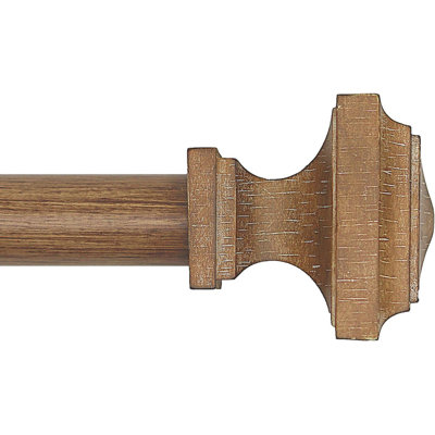 Tringles à rideaux en bois pour fenêtres 32 à 88 pouces, 1 pouce de diamètre, traitement décoratif en bois, tringle à rideaux simple - embout carré imitation grain de bois