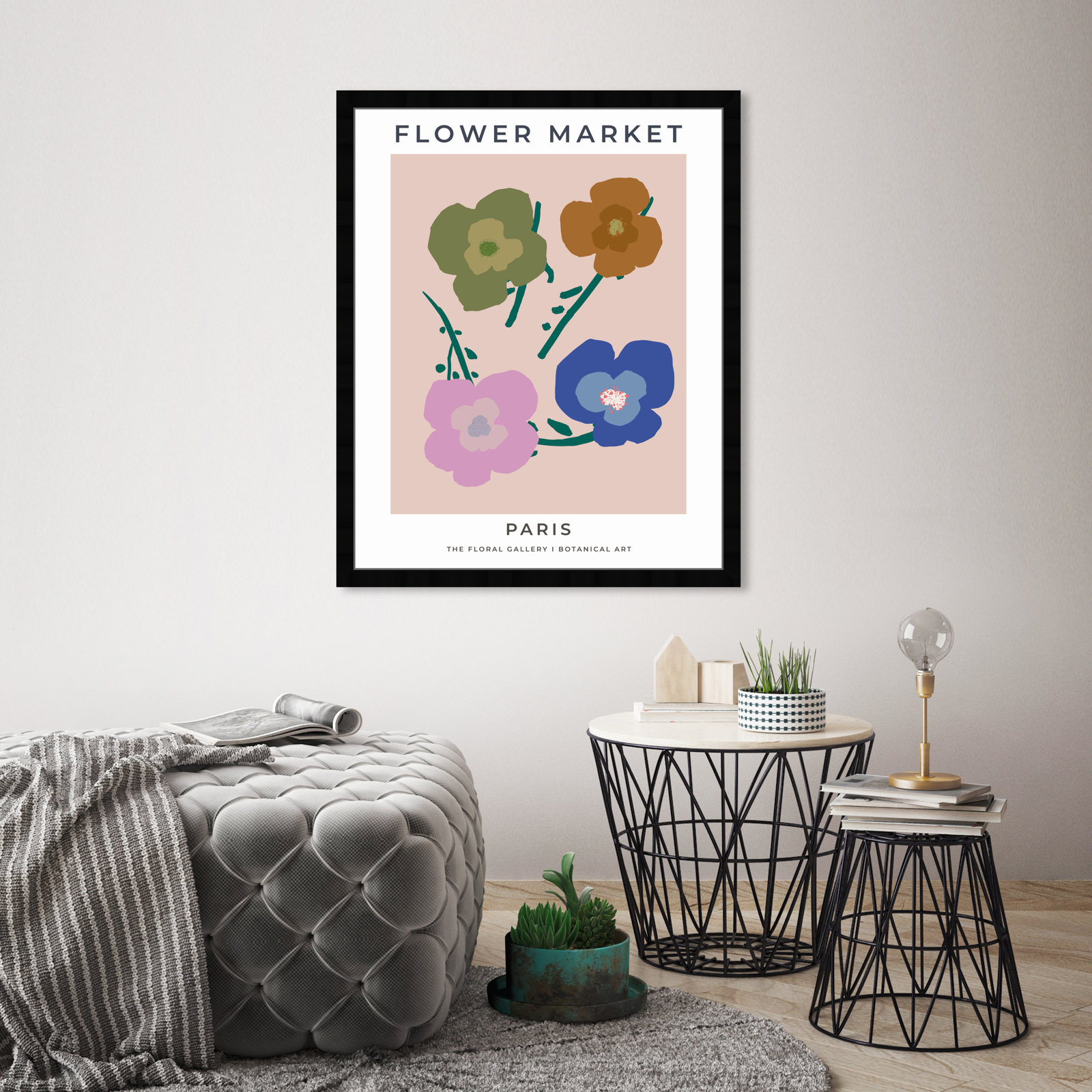 Paris Flower Market by Oliver Gal, Black, 32" H x 26" W