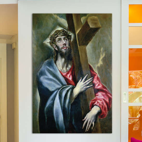 «Christ Clasping the Cross» par El Greco, reproduction d'art sur toile tendue, H 12 po x l 8 po x P 0,75 po, Toile tendue