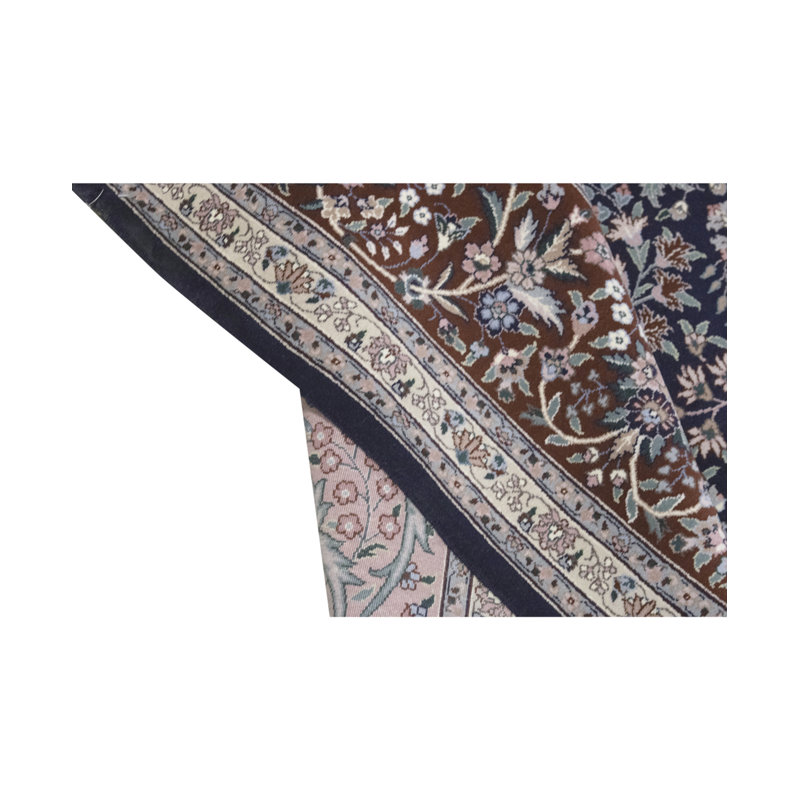 Tapis bleu marine et rouge noué à la main de haute qualité