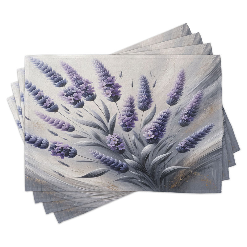 Lavender Floral Polyester Canvas Placemats Set of 4