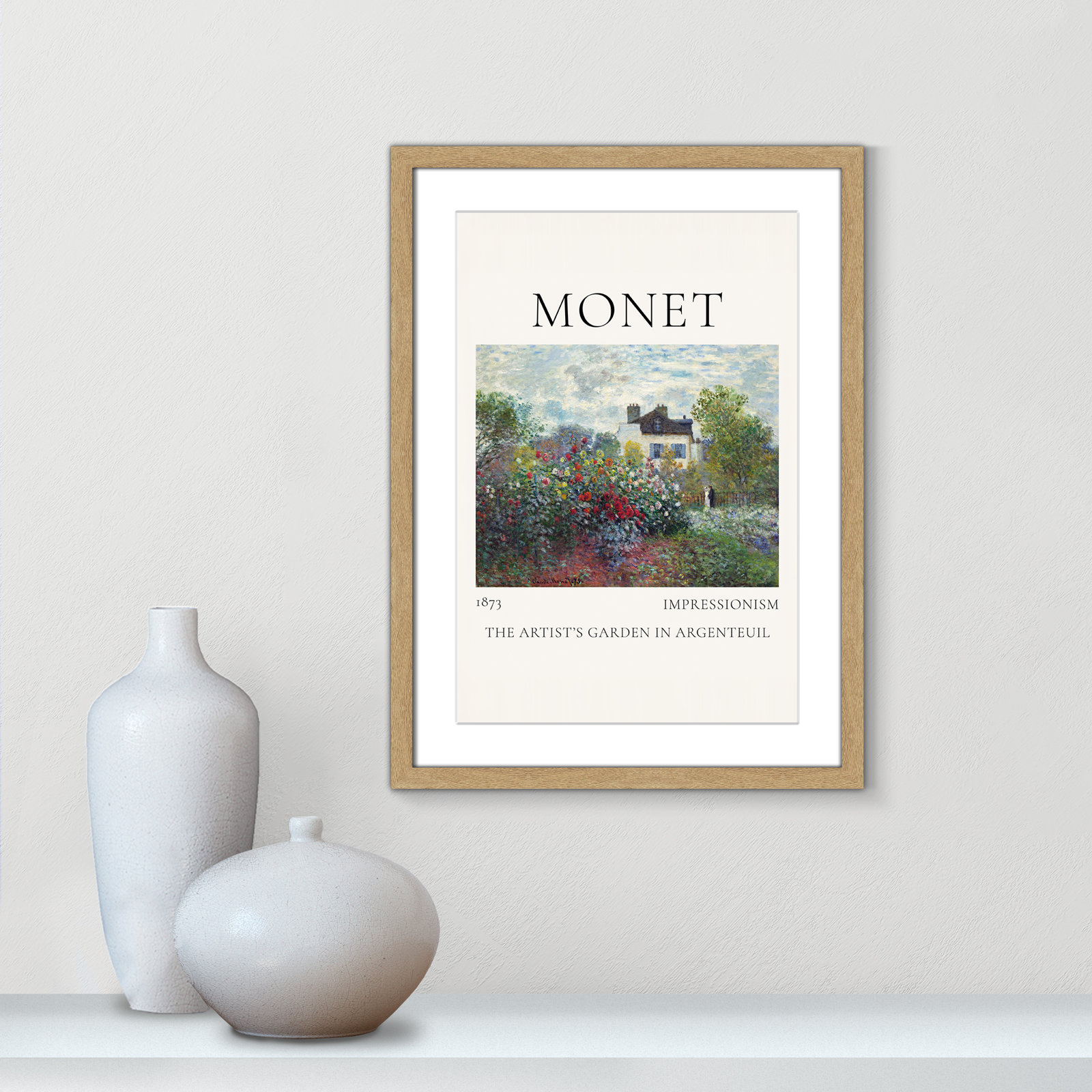 Rocchetto "Artists Garden in Argenteuil" Print, Natural Single Picture Frame, Yes, 23" H x 17" W x 1.25" D