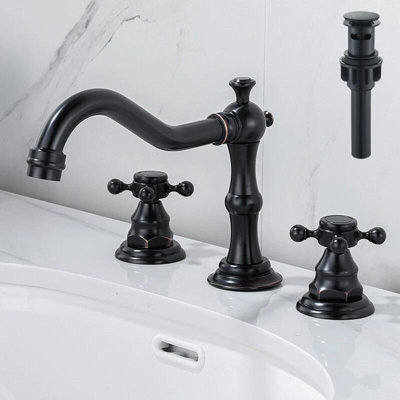 Robinet de lavabo de salle de bain 8 po à 3 trous en bronze huilé