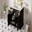 Ensemble de meuble-lavabo avec lavabo en céramique, meuble de rangement en bois massif, ensemble de meuble-lavabo autoportant avec 2 tiroirs et portes à fermeture douce