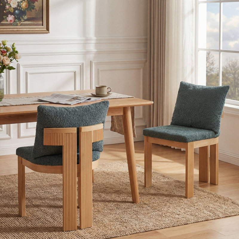Ensemble de 2 chaises de salle à manger Boucle, Green+Natural, Green+Natural